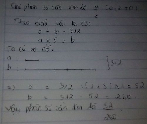 Một Phân Số Có Tổng Của Tử Số Và Mẫu Số Bằng 312. Biết Mẫu Số Gấp 5 Lần Tử  Số. Tìm Phân Số Đó? - Toán Học Lớp 4 - Bài