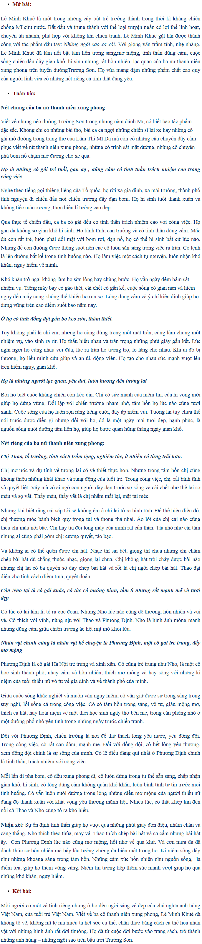 Lập Dàn Ý Cho Đề Bài: So Sánh Vẻ Đẹp Của Ba Nhân Vật: Phương Định, Thao,  Nho - Ngữ Văn Lớp 9 - Bài Tập Ngữ Văn Lớp 9 - Giải