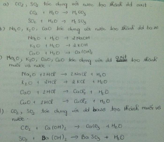 Cho Những Oxit Sau CO2, SO2, Na2O, CaO, CuO: Tính Chất và Ứng Dụng