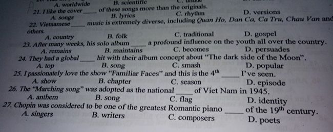 I Like The Cover ... Of These Songs More Than The Originals - Tiếng Anh Lớp  10 - Bài Tập Tiếng Anh Lớp 10 - Giải Bài Tập Tiếng Anh Lớp 10 |