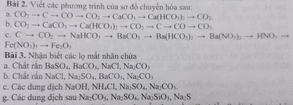 Nhận biết các lọ mất nhãn chứa: Chất rắn BaSO4, BaCO3, NaCl, Na2CO3 ...