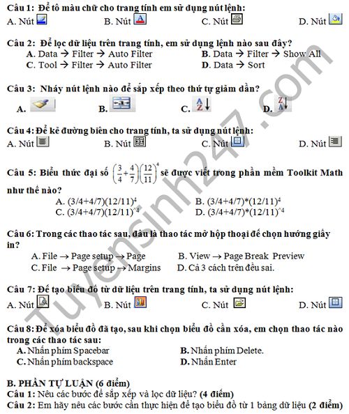 Để Tô Màu Chữ Cho Trang Tính Em Sử Dụng Nút Lệnh? - Tin Học Lớp 7 - Bài Tập  Tin Học Lớp 7 - Giải Bài Tập Tin Học Lớp 7 |