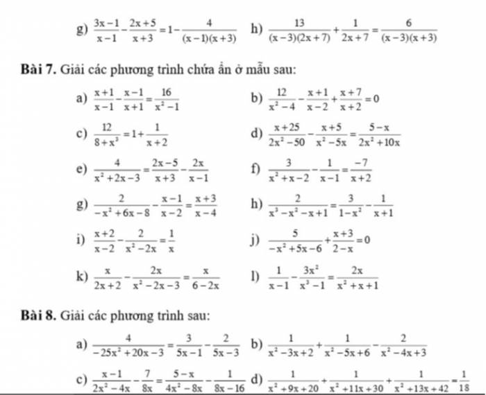 Giải Các Phương Trình Chứa Ẩn Ở Mẫu Sau - Toán Học Lớp 8 - Bài Tập Toán Học  Lớp 8 - Giải Bài Tập Toán Học Lớp 8 | Lazi.Vn -