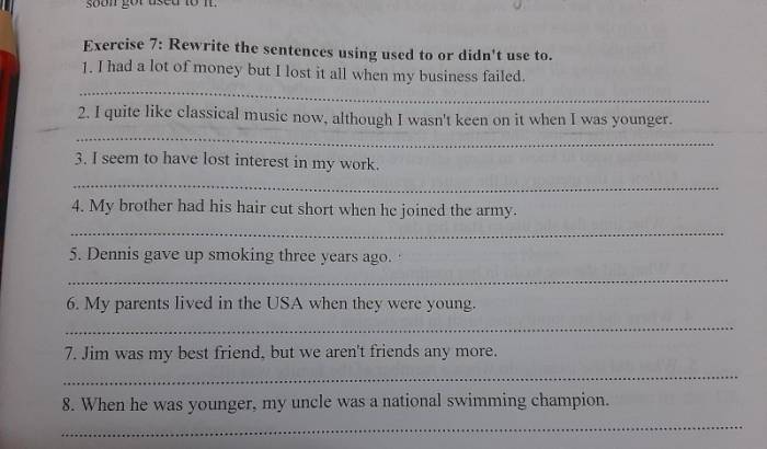 Rewrite The Sentences Using Used To Or Didn'T Use To - Tiếng Anh Lớp 9 -  Bài Tập Tiếng Anh Lớp 9 - Giải Bài Tập Tiếng Anh Lớp 9 | Lazi.Vn -