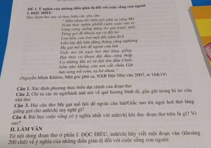 Ý Nghĩa Của Những Điều Giản Dị Đối Với Cuộc Sống Con Người - Ngữ Văn Lớp 11  - Bài Tập Ngữ Văn Lớp 11 - Giải Bài Tập Ngữ Văn Lớp