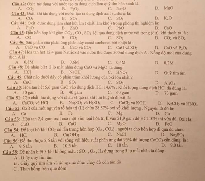 Oxit Tác Dụng Với Nước Làm Quỳ Tím Hóa Xanh: Phân Tích và Ứng Dụng