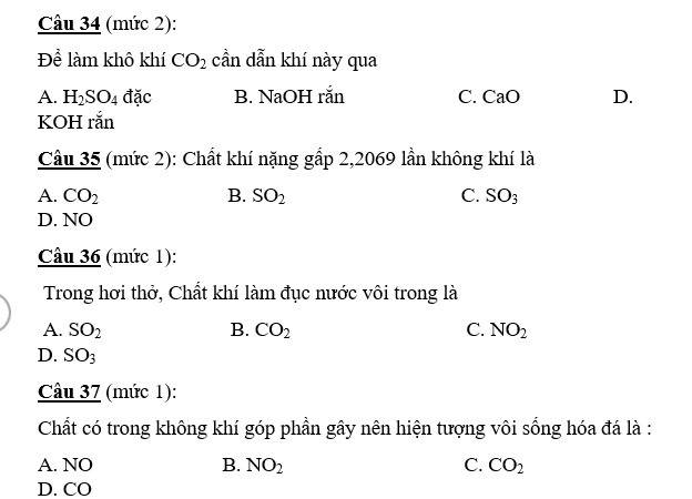 Để làm khô khí SO2 cần dẫn khí này qua chất hấp thụ nào?