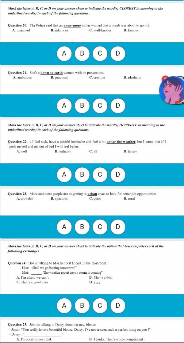 Mark The Letter A B C Or D On Your Answer Sheet To Indicate The Word 