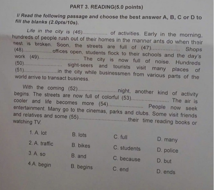 Read The Following Passage And Choose The Best Answer A, B, C Or D To ...