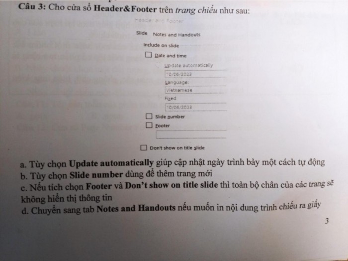 Cho cửa sổ Header & Footer trên trang chiểu như sau: | Tin học Lớp 8 ...