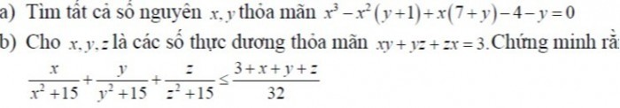 Tìm tất cả các số nguyên \( x, y \) thỏa mãn \( x^3 - x^2(y+1) + x(7+y ...