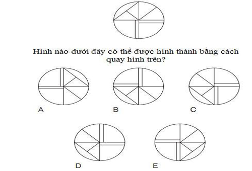 Hình nào dưới đây có thể được hình thành bằng cách quay hình trên?