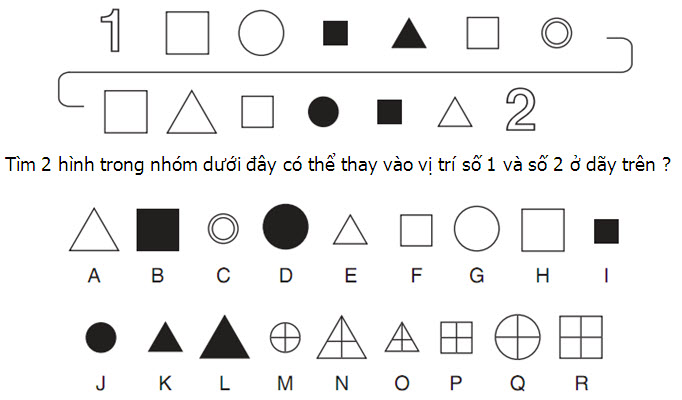 Số 1 và 2 là hình nào?