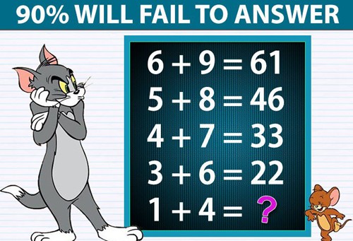 Tìm quy luật cho các phép tính: 6 + 9 = 61, 5 + 8 = 46, 4 + 7 = 33, 3 + 6 = 22, 1 + 4 = ?