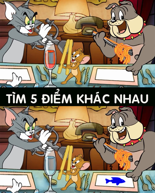 Tìm 5 điểm khác nhau giữa hai hình