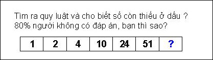 Tìm quy luật cho dãy số và cho biết số còn thiếu ở dấu ?