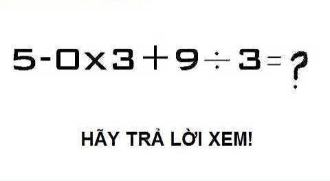 Tìm kết quả chính xác cho phép tính: 5 - 0 x 3 + 9 : 3 = ?