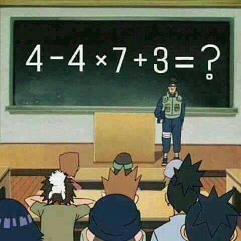 Phép tính có kết quả là bao nhiêu: 4 - 4 x 7 + 3 = ?