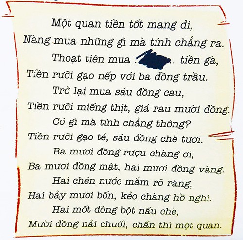 Đi chợ đếm tiền: Một quan tiền tốt mang đi, Nàng mua những gì mà tính chẳng ra
