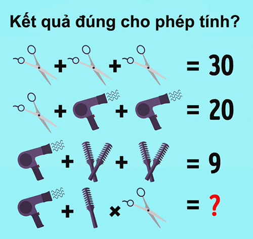 Tìm kết quả đúng cho phép tính?