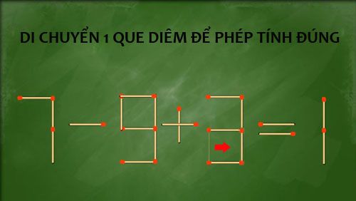 Di chuyển 1 que diêm để được phép tính đúng?