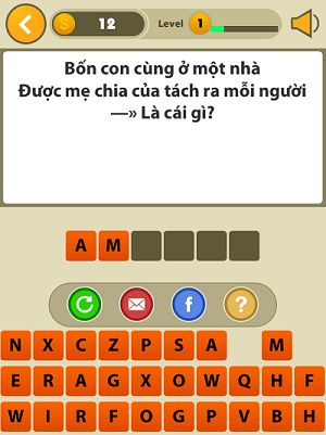 Bốn con cùng ở một nhà, Được mẹ chia của tách ra mỗi người - Là cái gì?