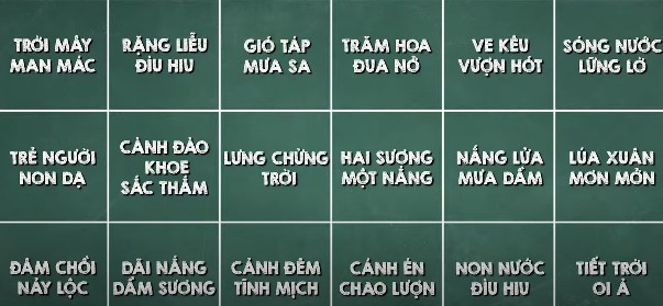 Tìm những cụm từ miêu tả chỉ về mùa xuân?