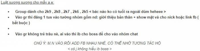 M.n ai có fb tham gia hội nhóm này vs em đi. Ai có fb thì zô, nhớ show mặt