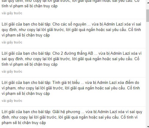 Các bạn oi, mk chẳng hiểu sao lun, trên Lazi mk giải bài mất bao nhiêu công mà Admin cx óa, kể cả đúng, v là s, mong mn báo cáo vs Admin