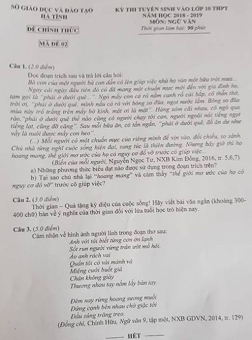 Đề thi tuyển sinh lớp 10 THPT năm học 2018 - 2019 môn toán trường tỉnh Hà Tĩnh,Đề thi vào 10,Đề thi tuyển sinh lớp 10 THPT,Đề thi tuyển sinh lớp 10 THPT năm học 2018 – 2019,Đề thi vào 10 môn toán,Đề thi tuyển sinh lớp 10 THPT năm học 2018 - 2019 môn toán