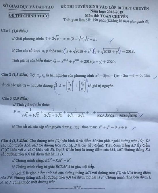Đề thi tuyển sinh lớp 10 THPT năm học 2018 - 2019 môn toán chuyên,Đề thi vào 10,Đề thi tuyển sinh lớp 10 THPT,Đề thi tuyển sinh lớp 10 THPT năm học 2018 – 2019,Đề thi vào 10 môn toán,Đề thi tuyển sinh lớp 10 THPT năm học 2018 - 2019 môn toán