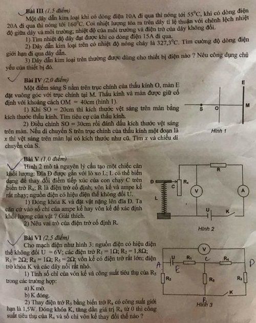 Đề thi tuyển sinh vào Lớp 10 THPT - Môn Vật Lí - Thành phố Hà Nội - Năm học 2017-2018,đề thi vào 10,đề thi tuyển sinh vào 10 THPT,đề thi tuyển sinh vào 10 môn vật lý năm 2017,đề thi tuyển sinh vào 10 môn vật lý thành phố Hà Nội năm 2017