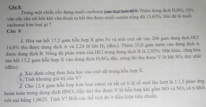 Đề thi HSG Hoá 9 cấp thành phố - TP Bảo Lộc - Lâm Đồng (Đề 01),Đề thi HSG Hoá 9 cấp thành phố - TP Bảo Lộc - Lâm Đồng,Đề thi HSG Hoá 9 cấp thành phố