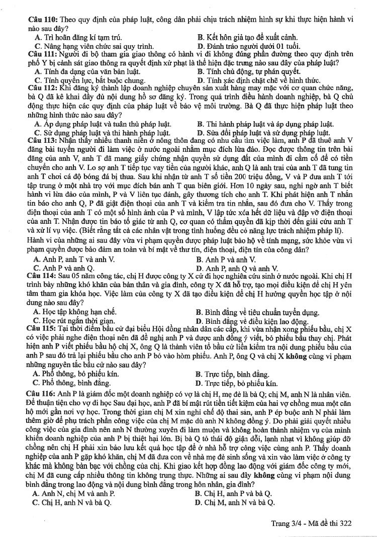 Đề thi môn Giáo Dục Công Dân mã đề 322 - Tốt nghiệp THPT 2024,Đề thi môn Giáo Dục Công Dân Tốt nghiệp THPT 2024,Đề thi Tốt nghiệp THPT 2024 môn Giáo Dục Công Dân