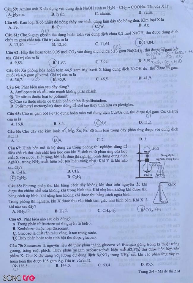 Đáp án đề thi môn Hóa mã đề 214 - Tốt nghiệp THPT 2024,Đề thi môn Hóa mã đề 214 - Tốt nghiệp THPT 2024,Đề thi môn Hóa Tốt nghiệp THPT