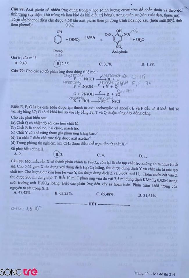 Đáp án đề thi môn Hóa mã đề 214 - Tốt nghiệp THPT 2024,Đề thi môn Hóa mã đề 214 - Tốt nghiệp THPT 2024,Đề thi môn Hóa Tốt nghiệp THPT