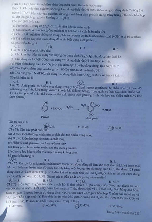 Đáp án đề thi môn Hóa mã đề 213 - Tốt nghiệp THPT 2024,Đề thi môn Hóa mã đề 213 - Tốt nghiệp THPT 2024,Đề thi môn Hóa Tốt nghiệp THPT