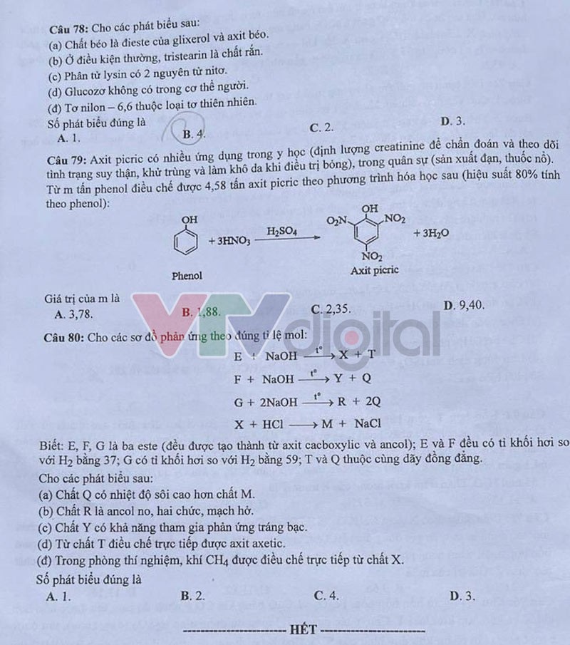 Đáp án đề thi môn Hóa mã đề 212 - Tốt nghiệp THPT 2024,Đề thi môn Hóa mã đề 212 - Tốt nghiệp THPT 2024,Đề thi môn Hóa Tốt nghiệp THPT