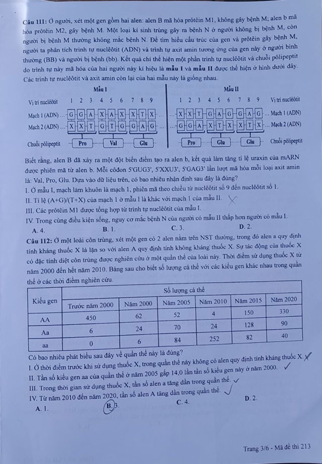 Đề thi môn Sinh Học mã đề 213 - Tốt nghiệp THPT 2024,,Đề thi môn Sinh Học Tốt nghiệp THPT 2024,