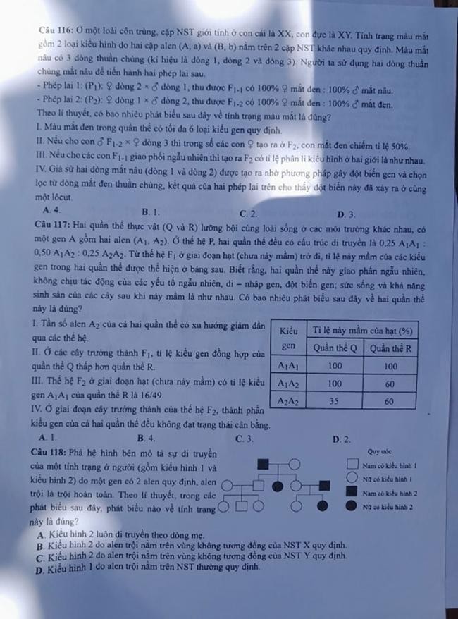 Đề thi môn Sinh Học mã đề 213 - Tốt nghiệp THPT 2024,,Đề thi môn Sinh Học Tốt nghiệp THPT 2024,