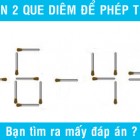 Di chuyển 2 que diêm để phép tính 1 + 3 - 4 = 1 có kết quả đúng