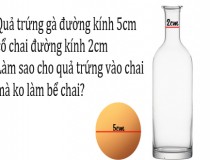 Quả trứng gà đường kính 5cm, cổ chai đường kính 2cm, làm sao cho quả trứng gà vào trong chai mà không làm bể chai?,đố vui IQ,đố vui iq có đáp án,đố vui hình ảnh