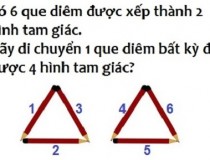 Có 6 que diêm được xếp thành 2 hình tam giác. Hãy di chuyển 1 que diêm bất kỳ để được 4 hình tam giác?,đố vui IQ,đố vui iq có đáp án,đố vui hình ảnh