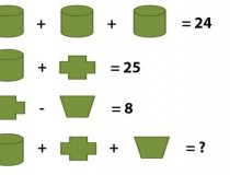 Trụ tròn + Trụ tròn + Trụ tròn = 24, Trụ tròn + Chữ thập + Hình thang = ?,đố vui IQ,đố vui iq có đáp án,đố vui hình ảnh