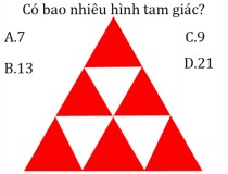 Có bao nhiêu hình tam giác: A.7; B.13; C.9; D.21?,đố vui IQ,đố vui iq có đáp án,đố vui hình ảnh