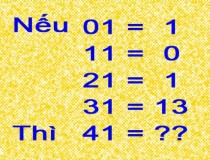 Tìm quy luật và điền số còn thiếu vào dấu ? Nếu 01 = 1, 11 = 0, 21 = 1, 31 = 13, Thì 41 = ?,đố vui IQ,đố vui iq có đáp án,đố vui hình ảnh