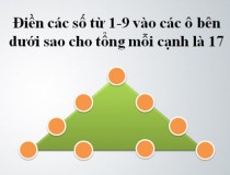 Điền các số từ 1 - 9 vào các vòng tròn sao cho tổng mỗi cạnh là 17,đố vui IQ,đố vui iq có đáp án,đố vui hình ảnh