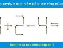 Di chuyển 2 que diêm để phép tính 1 + 2 - 4 = 1 có kết quả đúng,đố vui IQ,đố vui iq có đáp án,đố vui hình ảnh