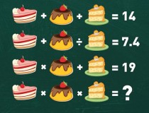 Tìm ra giá trị của mỗi cái bánh và cho biết kết quả của phép tính,đố vui IQ,đố vui iq có đáp án,đố vui hình ảnh