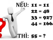 Nếu 11 = 11, 22 = 48, 33 = 927, 44 = 1664, Thì 55 = ?,đố vui IQ,đố vui iq có đáp án,đố vui hình ảnh